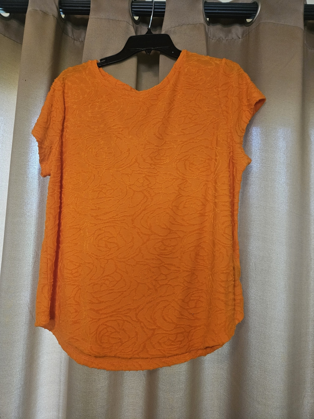 Simply Vera Vera Wang Orange Textured V-Neck Short Sleeve Tee